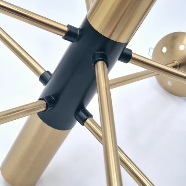 Luster na tyči ROLLO 8xE14/5W/230V zlatá/dymová béžová