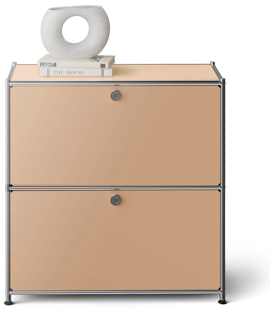 Nízka kovová komoda »CN3« s výklopnými priečinkami, karamelová