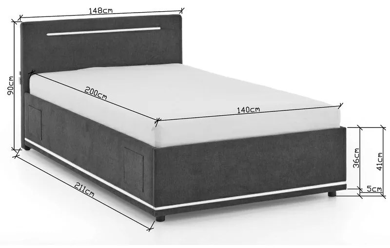 Tmavosivá čalúnená detská posteľ bez roštu 140x200 cm Circle – Meise Möbel