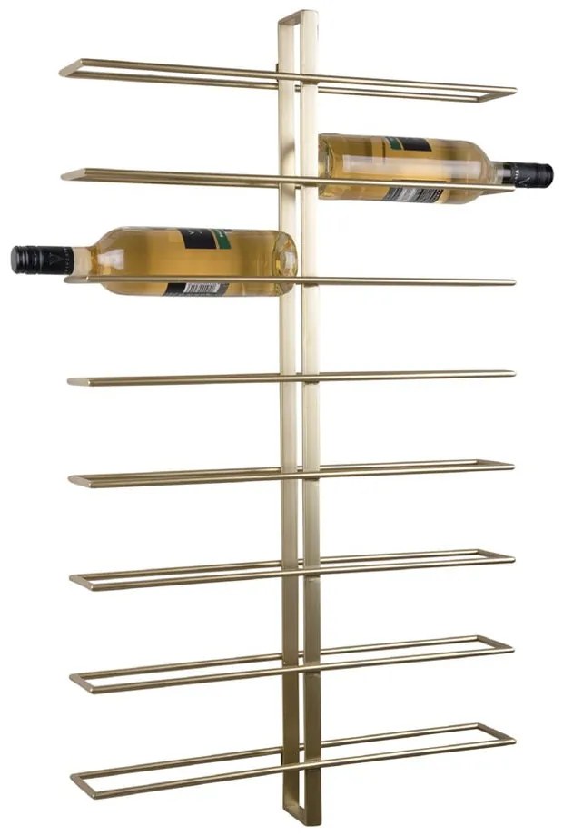Nástenný kovový regál na víno v zlatej farbe počet fliaš 16 Dual – PT LIVING