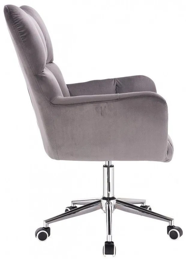LuxuryForm DESIGN Kreslo AURORA VELUR na striebornej podstave s kolieskami - tmavo šedé