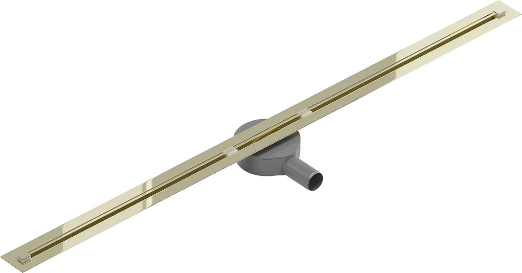 Mexen Flat Super Slim, super tenký odtokový žľab s 360° rotačným sifónom 120 cm, zlatá lesklá, 1551120