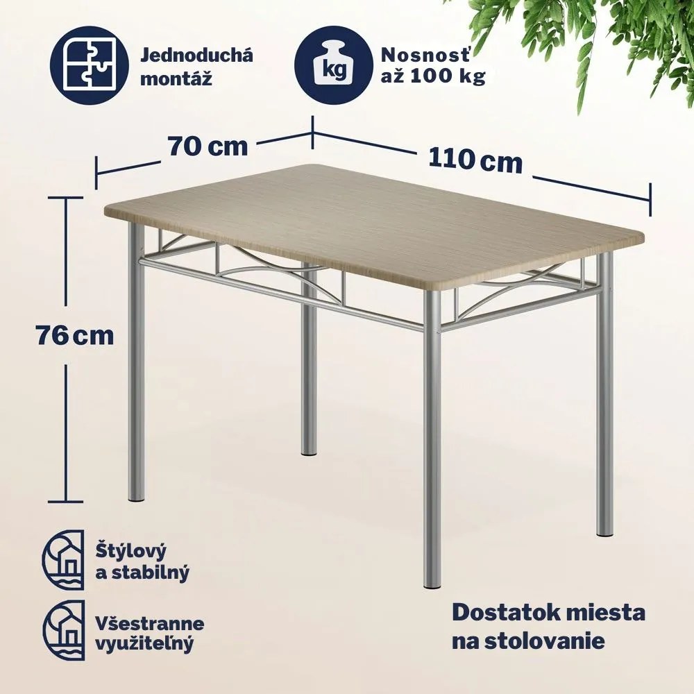 Jedálenská súprava PAUL, 5-dielna, dubová hnedá Jurhan