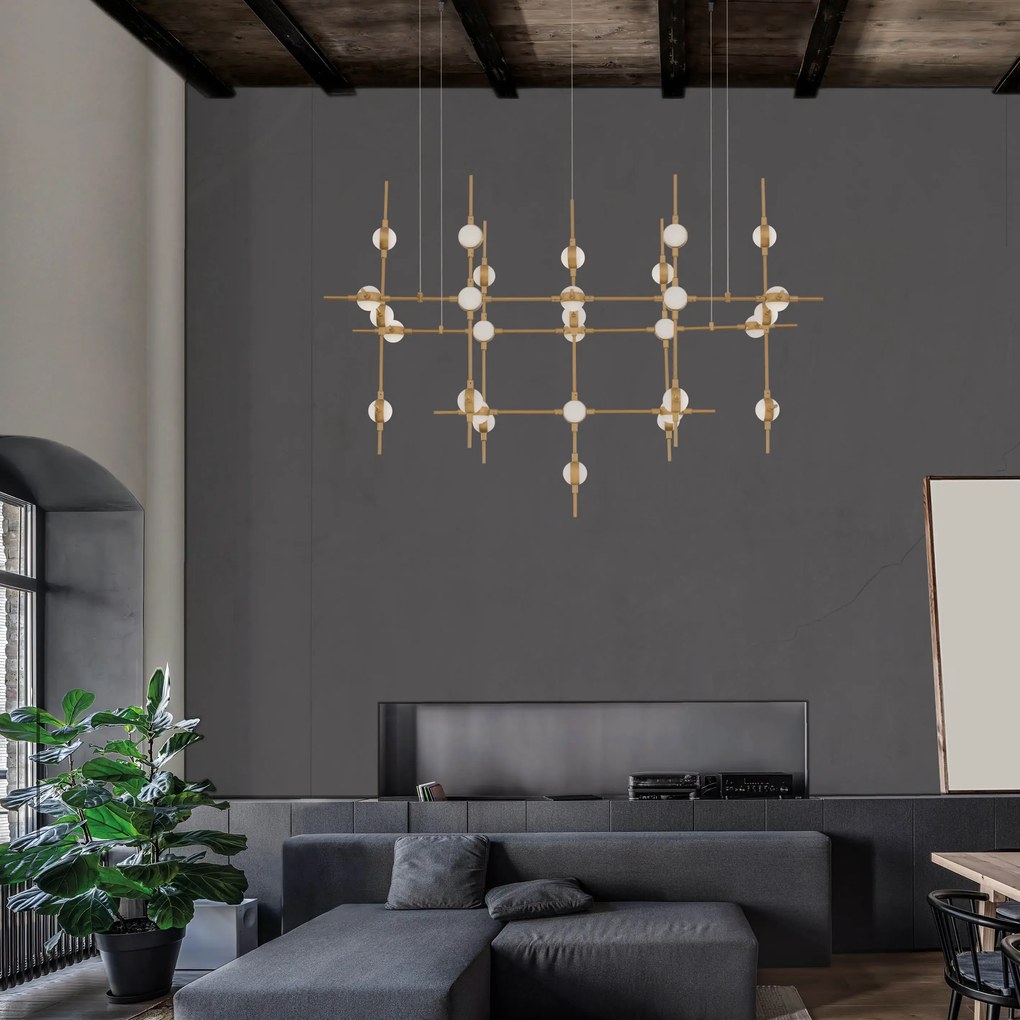 LED luster Atomo 106 zlaté s diaľkovým ovládaním