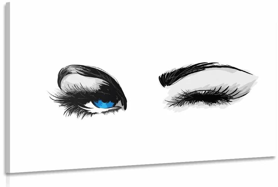Obraz žmurkajúce ženské oči - 120x80