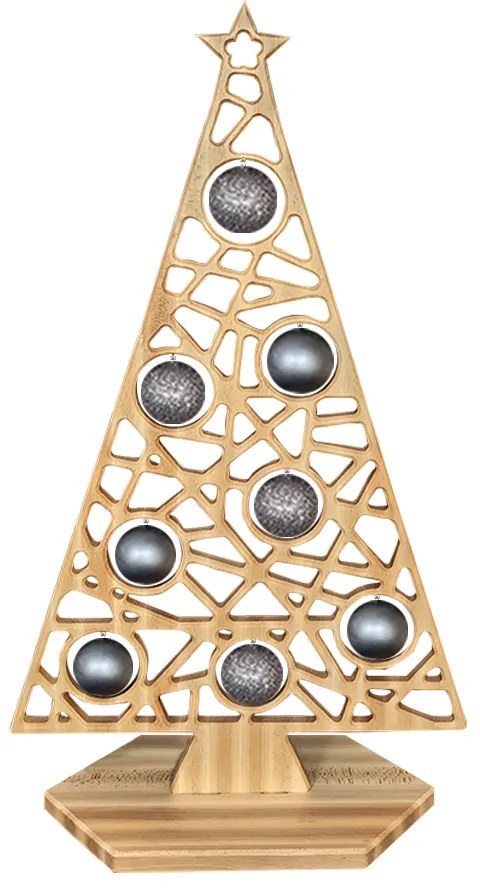 AMADEA Dekorácia strom na podstavci geometrický so sivými guľami, 110 x 65 cm, český výrobok