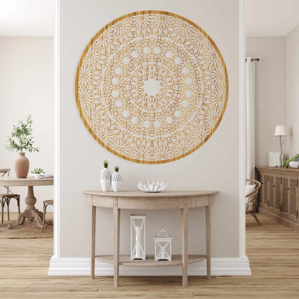 Luxusná drevená mandala na stenu 3D dekorácia do interiéru | HELA: HDF - Orech 30 cm 4341-79186 HDF0342