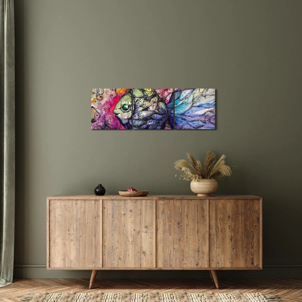 Obraz - Farebná rybička (s hodinami) (90x30 cm)