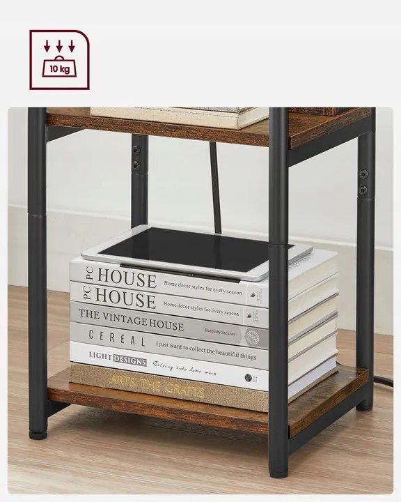 Odkladací stolík so zásuvkou Vasagle Pranky hnedý/čierny