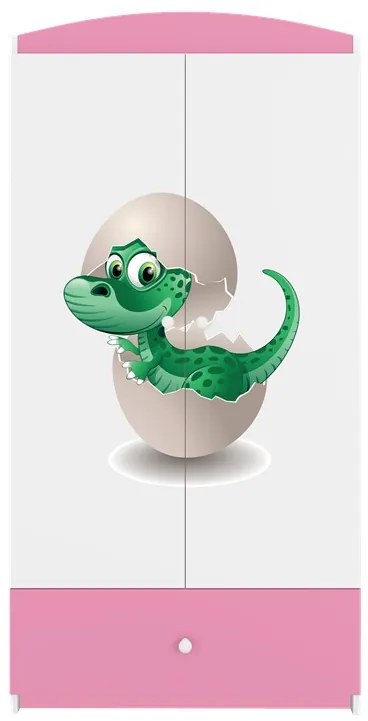 Detská skriňa Babydreams 90 cm dinosaurus ružová