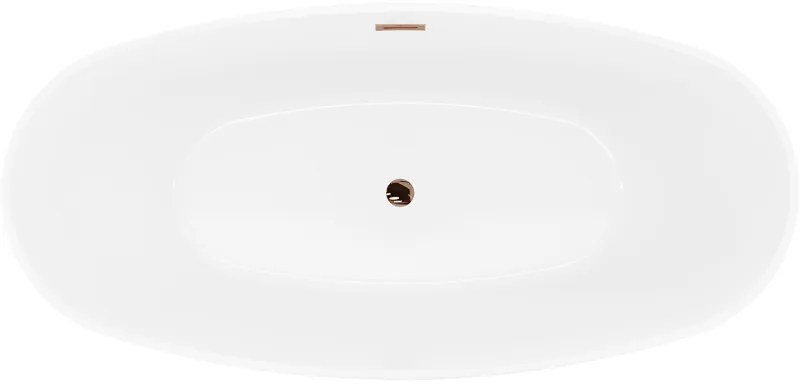 Mexen Lira, voľne stojaca vaňa, vzor, 170 × 80 cm, biela lesklá, ružové zlato prepad, 52831708000-60