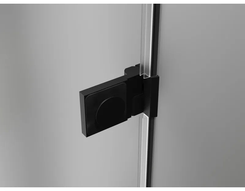 Mexen Lunar-B, výklopný sprchový kút ľavý 80 x 70 cm, 8mm číre sklo, čierny profil, 832-080-070-70-00-L