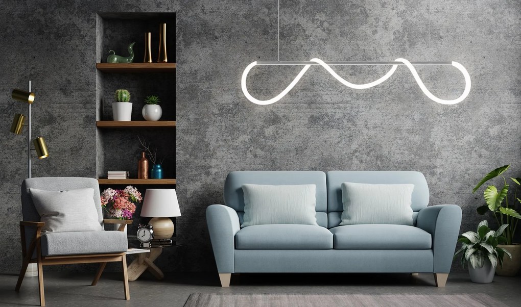 Stropné LED svietidlo CURVE maxi - 60W - chrómové