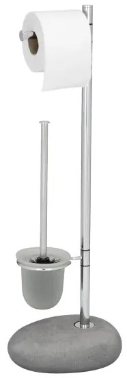 WENKO 19494100 - WC kefa PEBBLE STONE 23,5x70 cm lesk. chróm/šedá/satinovaný