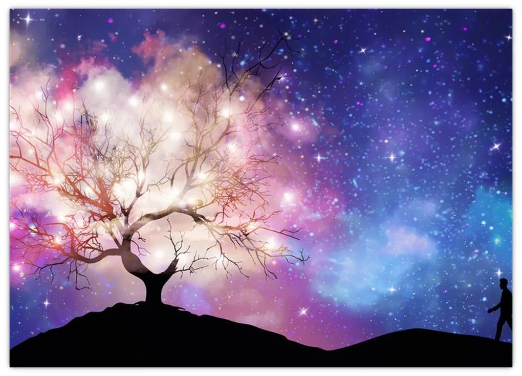 Sklenený obraz - Vesmírny strom (70x50 cm)