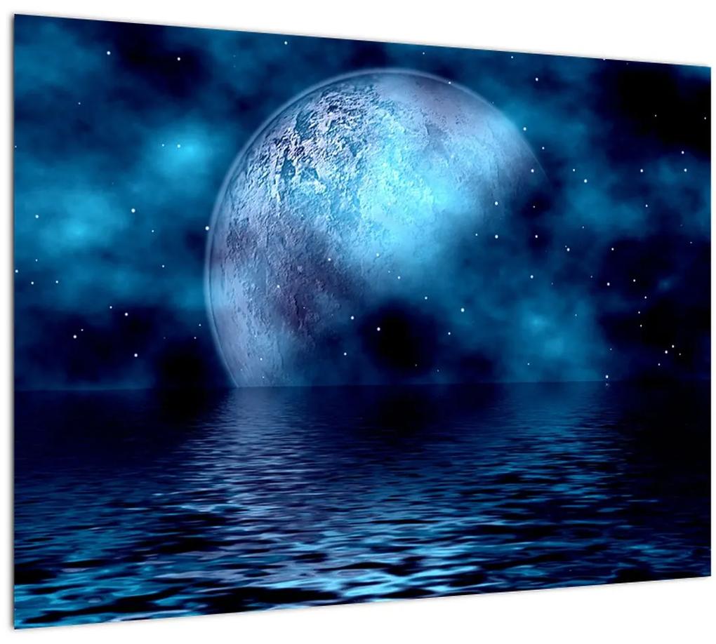 Sklenený obraz Mesiaca nad hladinou mora (70x50 cm)