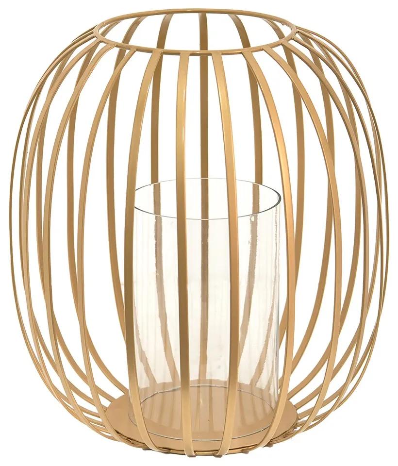 Zlatý kovový lampáš Charli - Ø 30*31 cm