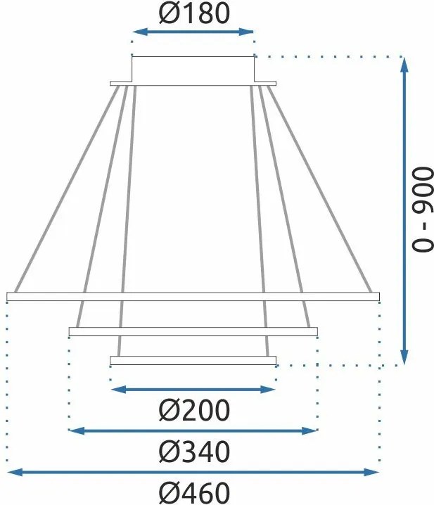 Toolight Toolight, LED stropné svietidlo 46cm, 100W, G042-3CP, zlatá lesklá, OSW-06309