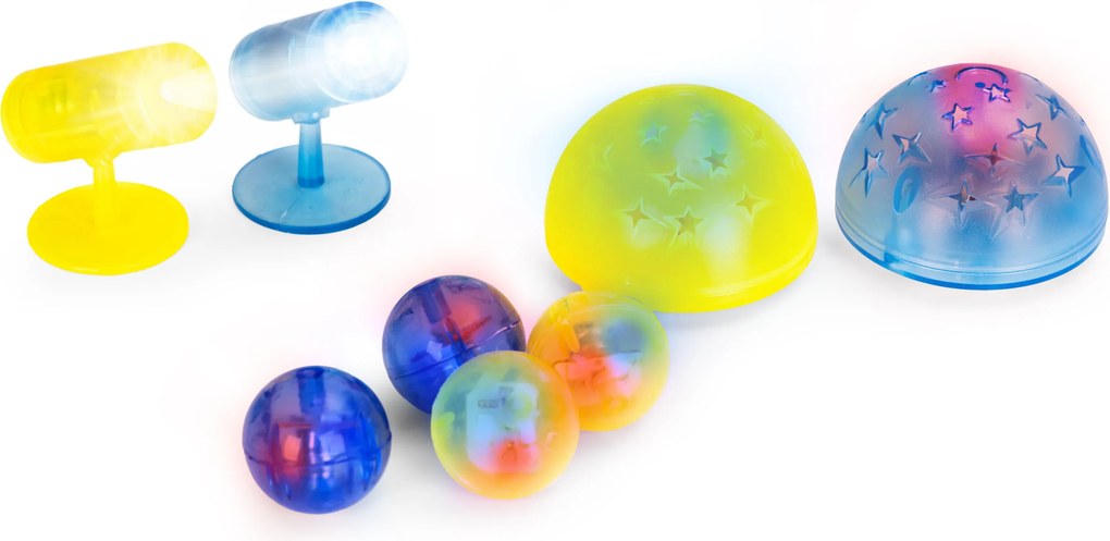 MULTISTORE Magnetické kocky LED 134 dielov – svietiaca stavebnica s guľôčkovou dráhou 3+