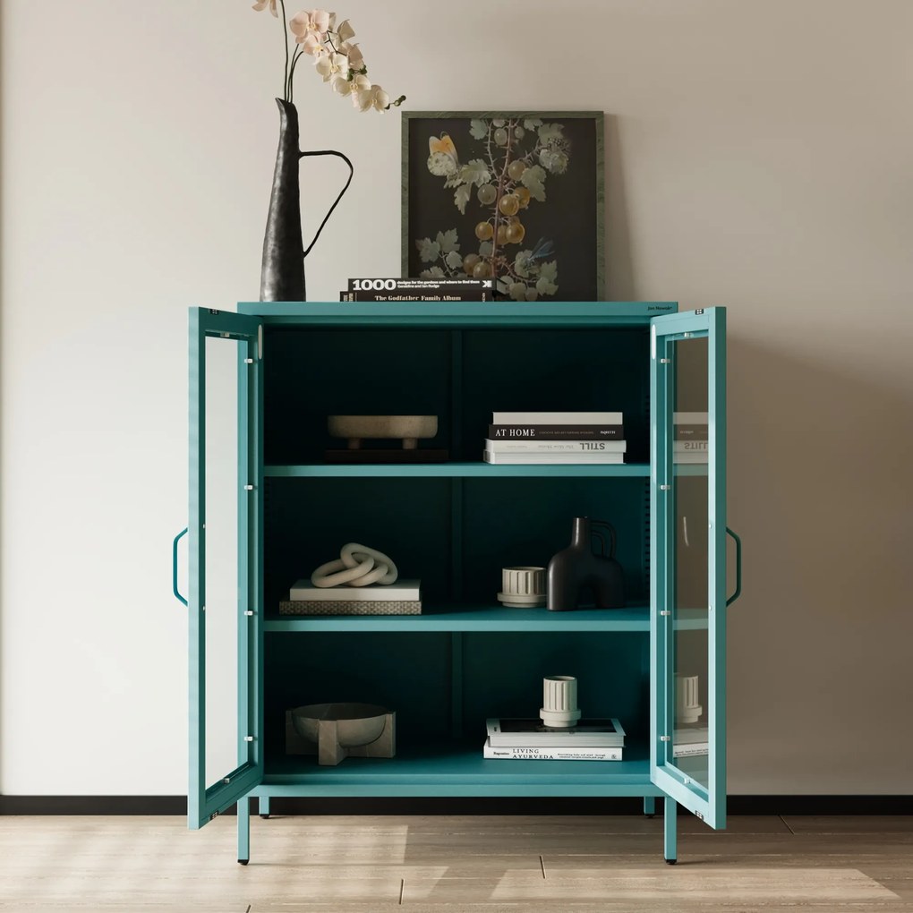 Vitrína GINA, 800 x 1015 x 400 mm, Modern: morská farba