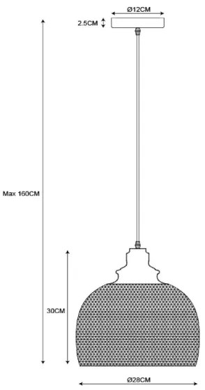 Lucide 43404/28/30 - Závesné svietidlo MESH 1xE27/60W/230V 28 cm