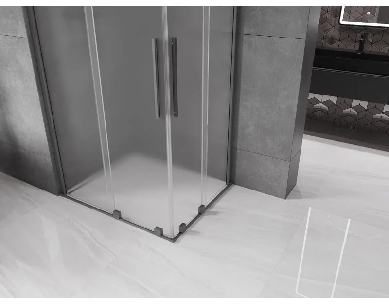 Mexen Velar Duo, sprchový kút s posuvnými dverami 100 x 90 cm, 8mm sklo námraza, brúsený grafit, 871-100-090-32-95