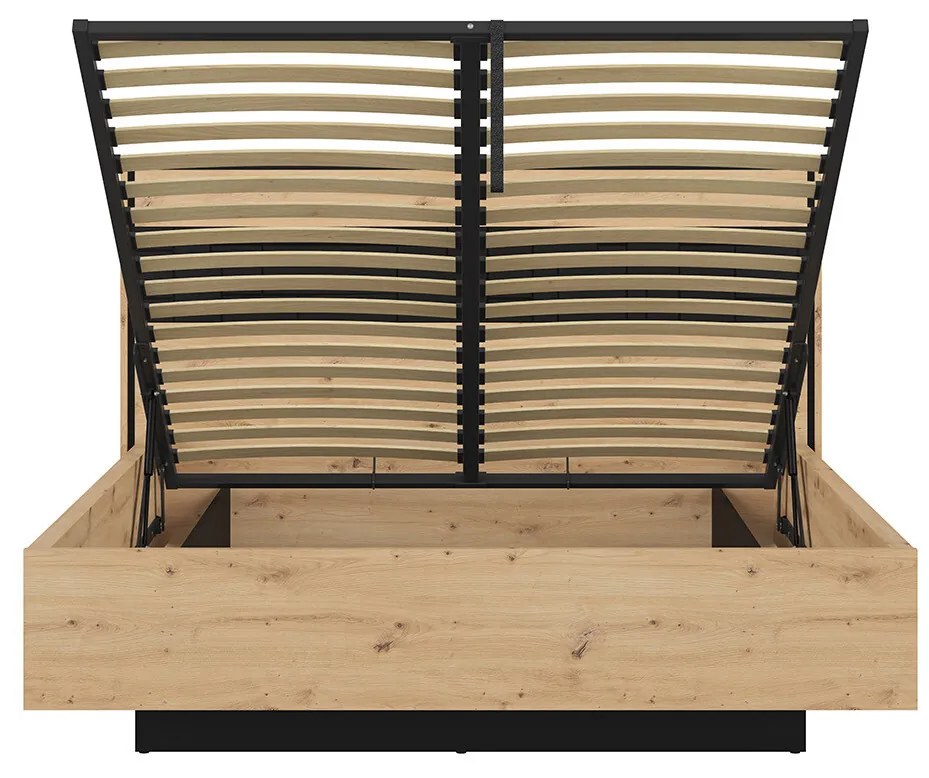 Manželská posteľ 160 cm BRW Pont LOZ/160 (s roštom) (dub artisan + čierna matná). Akcia -18%. Vlastná spoľahlivá doprava až k Vám domov. 1063045