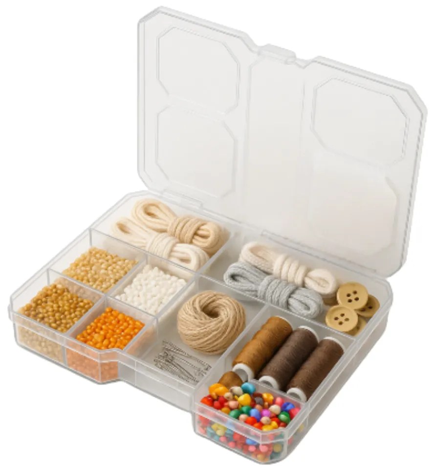 Třídící organizér, úložný box na drobnosti, 5 přihrádek SQR box, 19x15x3,5