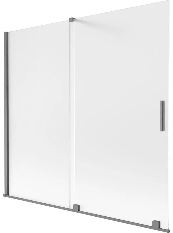 Mexen Velar, 2-krídlová posuvná vaňová zástena 170 x 150 cm, 8mm sklo námraza, brúsený grafit, 896-170-000-31-95