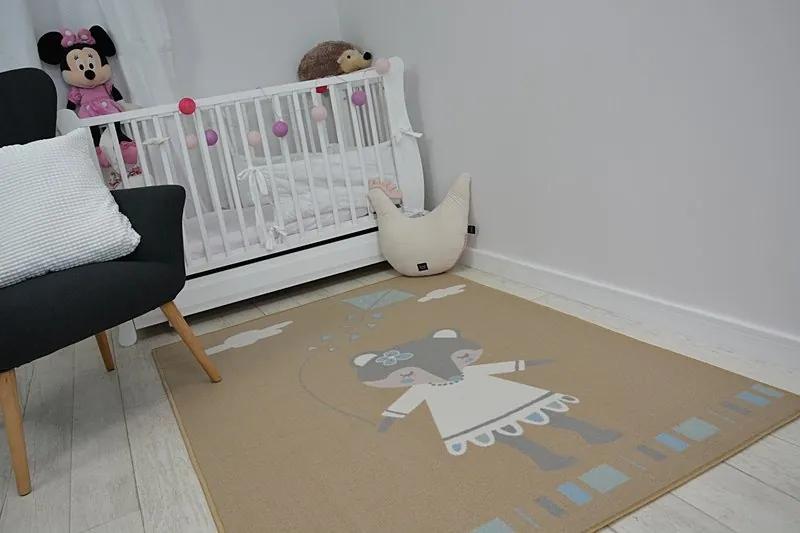 styldomova Detský hnedý koberec protišmykový LOKO myška