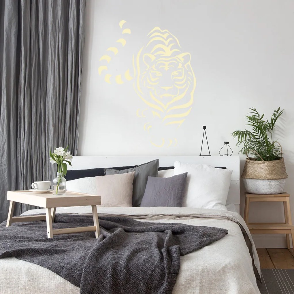 Veselá Stena Samolepka Tiger indický Farba: šedá, Veľkosť: 130 x 100 cm