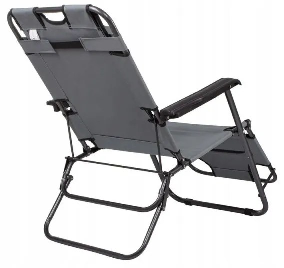SPRINGOS Záhradné polohovacie kreslo SPRINGOS RELAX tmavo šedé