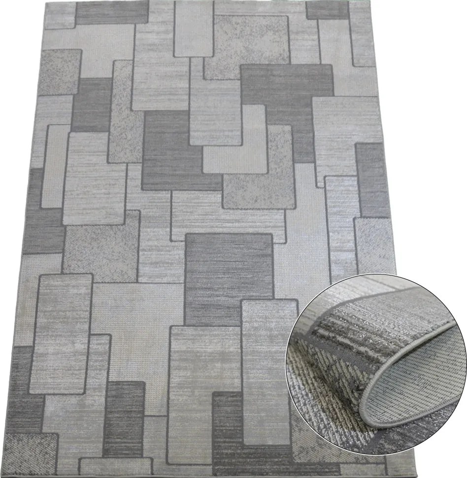 Koberec Esprit 3603 GREY – sivý vzorovaný obdĺžnik pre každú izbu Rozmer: 140x190 cm