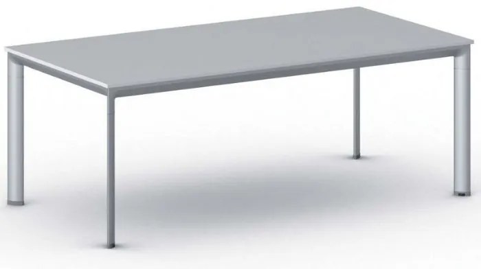 Rokovací kancelársky stôl PRIMO INVITATION, 200x100 cm, sivostrieborná podnož, sivá