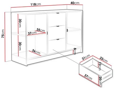 Komoda Rozoma 2D3SZ (piesková béžová). Akcia -6%. Vlastná spoľahlivá doprava až k Vám domov. 1122874