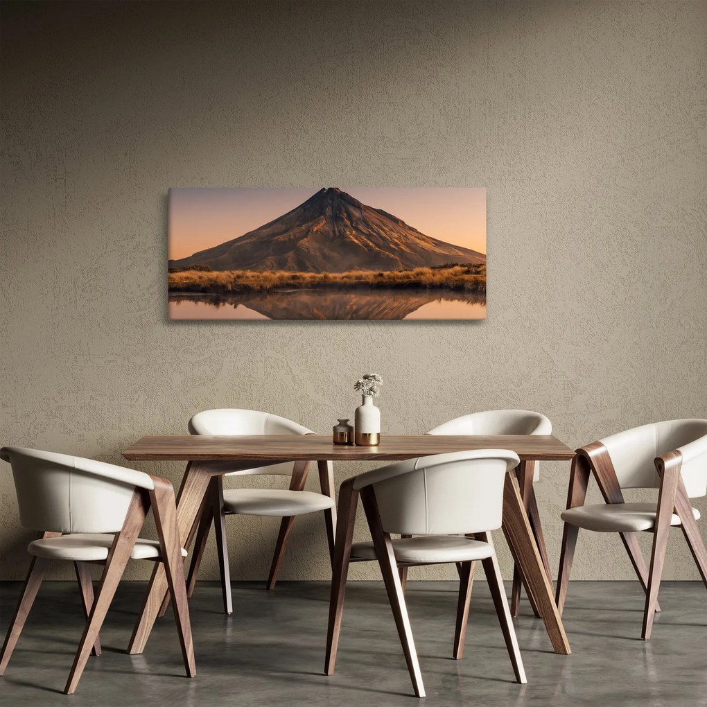 Obraz odrazu hory Taranaki, Nový Zéland (120x50 cm)