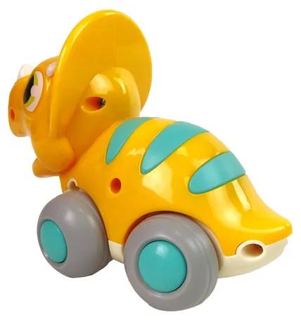 Lean Toys Dinosaurus na kolesách pre najmenších – žltý