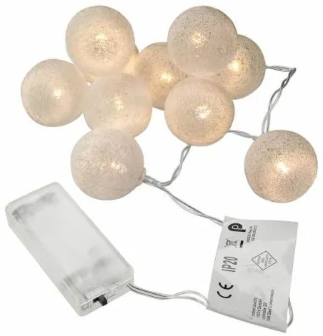 Nexos 57398 LED svetelná dekorácia - háčkovaná guľa - 10 LED teple biela