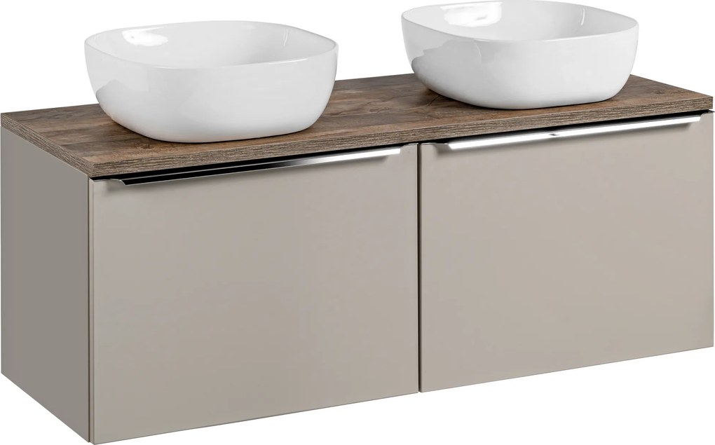 Comad Kúpeľňová skrinka s doskovými umývadlami set Santa Fe Taupe 120 sivohnedá/dub santa fe