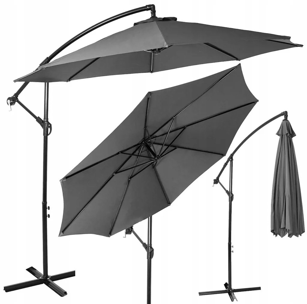 Záhradný slnečník 300 cm SPRINGOS GU0025 – tmavosivý