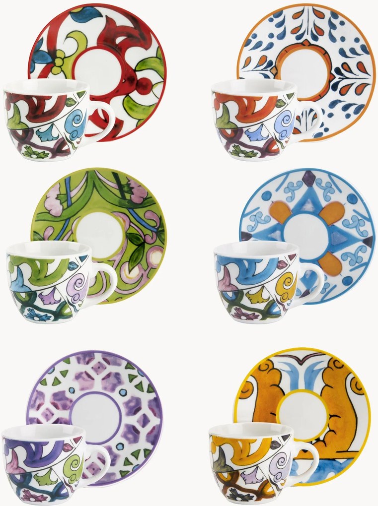 Porcelánové šálky na kávu's podšálkami Lisbona, 12 ks