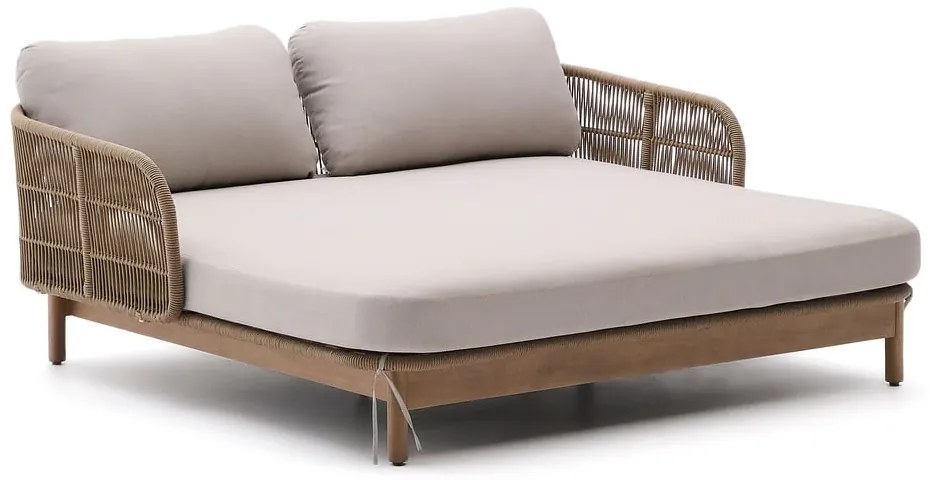 Krémovobiele/v prírodnej farbe dvojmiestne drevené záhradné ležadlo Catalina – Kave Home