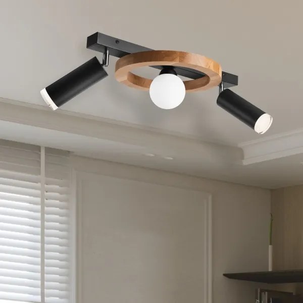 Bodové svietidlo OTIS 1xG9/5W/230V + 2xE27/15W/230V dub