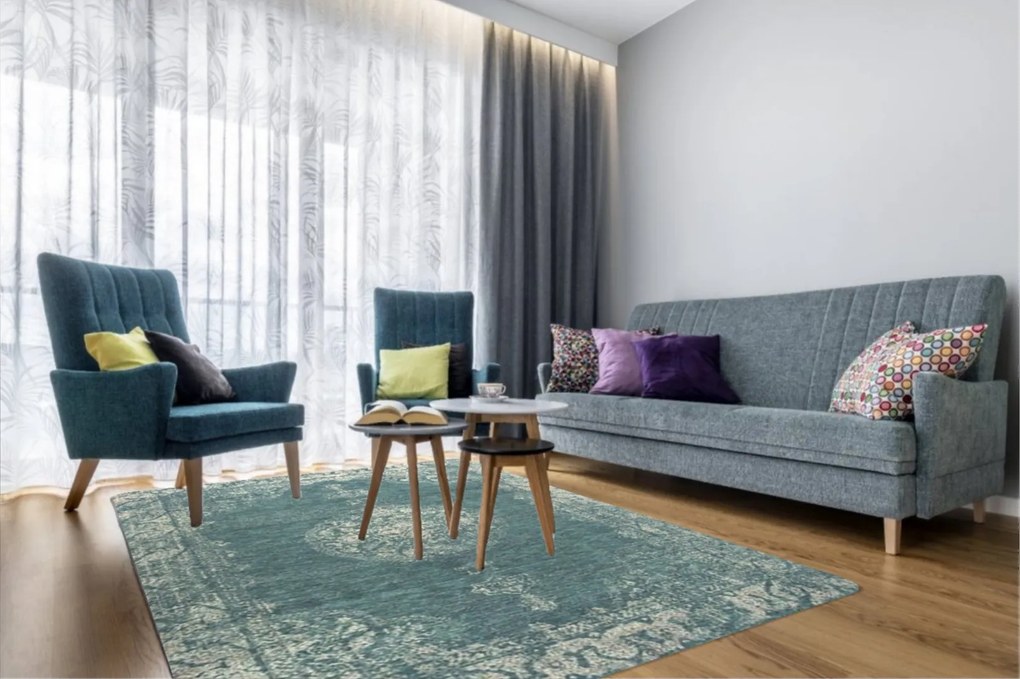 Osta, Kusový koberec Djobie 4568 500, 85x155, modrá, chodba / predsieň