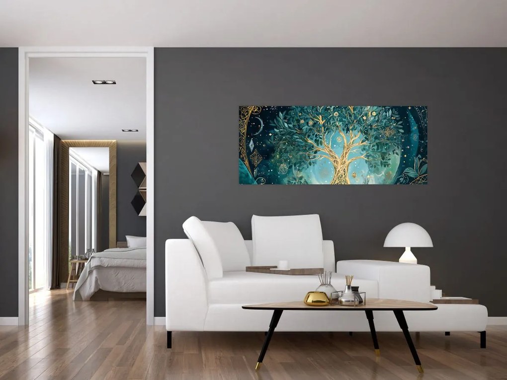 Obraz – Strom života vo vesmíre (120x50 cm)