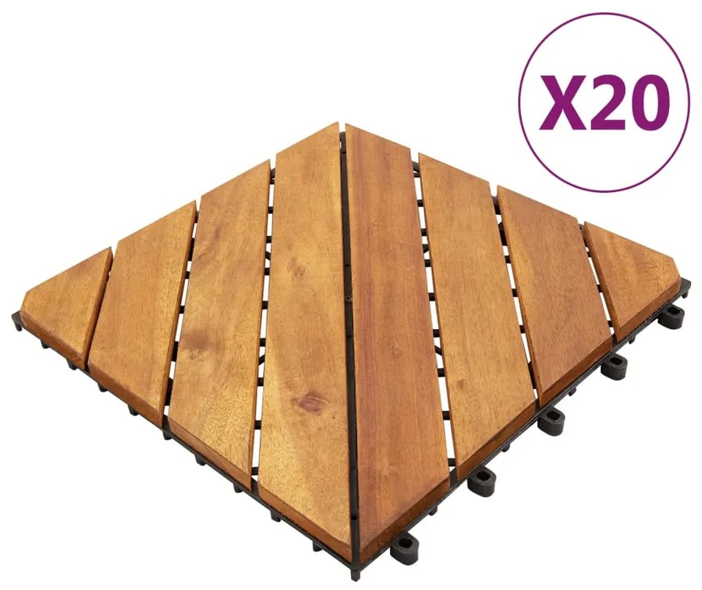 Podlahové dlaždice 20 ks hnedé 30x30 cm masívne akáciové drevo