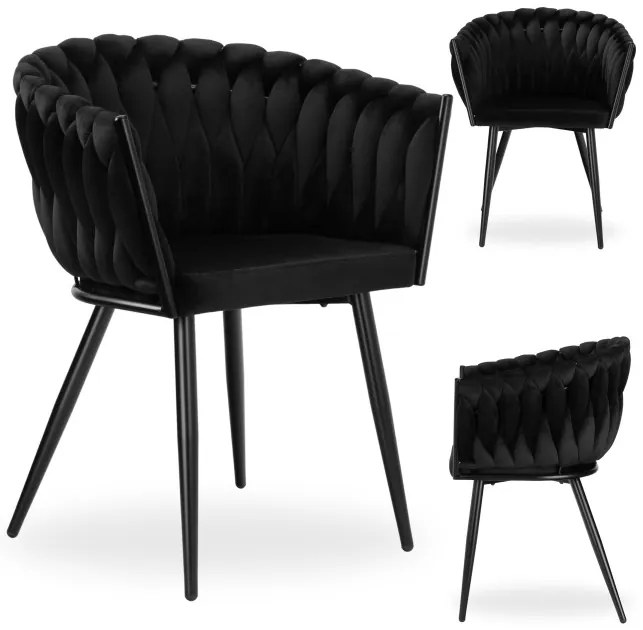 Jedálenská stolička COFTON zamatová, čierna