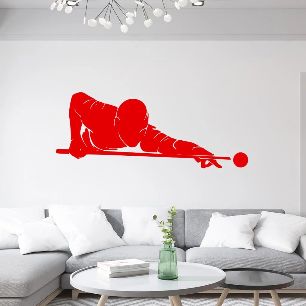 Veselá Stena Samolepka Hráč biliardu Farba: zelená, Veľkosť: 100 x 39 cm