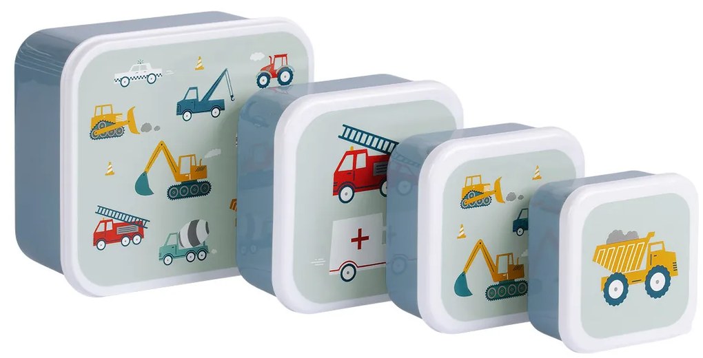 A Little Lovely Company - súprava štyroch desiatových škatuliek - vozidlá