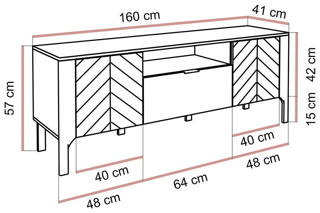 TV skrinka SIENA 135cm kašmír